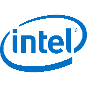 intel logo. A circle and text: intel written in blue.