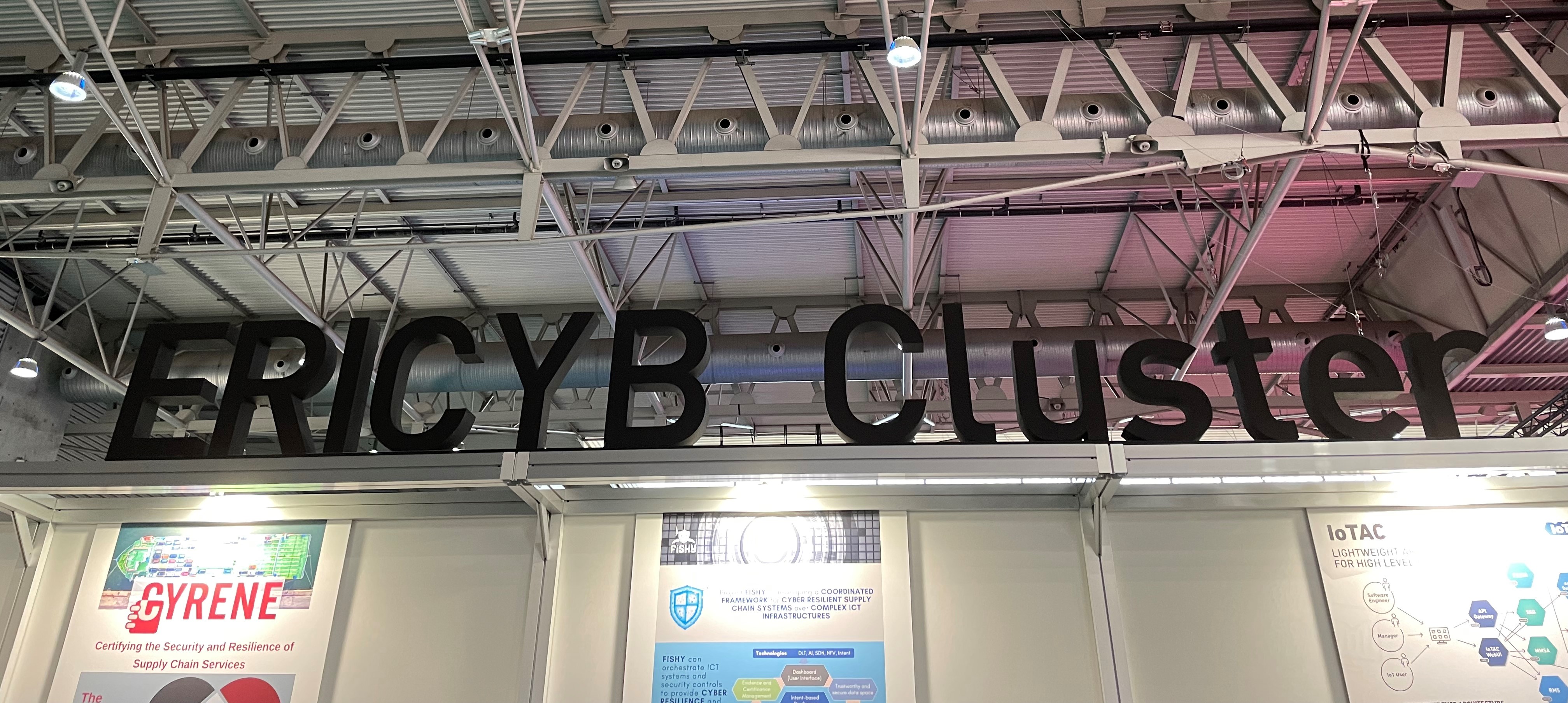 EriCYB Cluster -sign on the wall in Barcelona Cybersecurity Congress